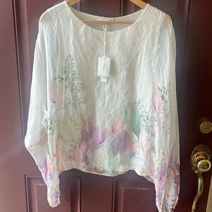 Vince Silk Floral Silk Top NWT XL